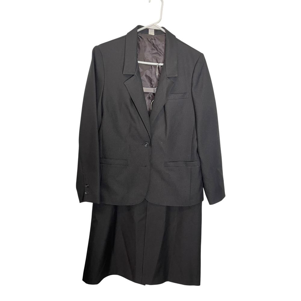 Sears Blazers That Fit 14 Black‎ Skirt Suit Set Perma-Prest Vintage Officecore